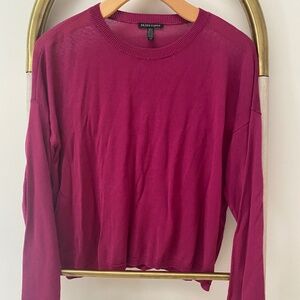 Eileen Fisher Lightweight Tencel Nylon Long Sleeves Magenta Sweater Blouse S/P